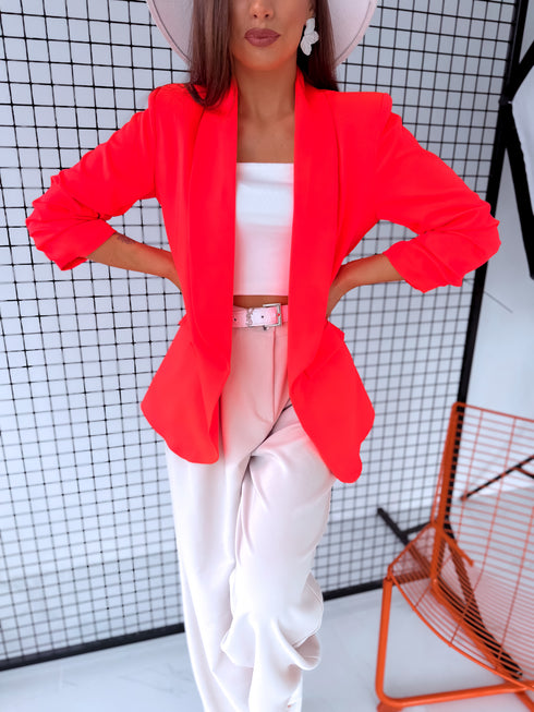 Neon orange, ONE SIZE jacket with gathered sleeves